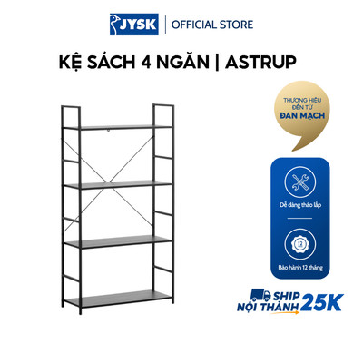Kệ trưng bày 4 ngăn | JYSK ASTRUP | kim loại/gỗ công nghiệp | đen | R59xS24xC112cm