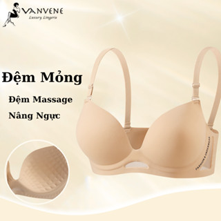   TĂNG Size  Áo lót nữ VANVENE AL207 áo su cao cấp đệm mỏng massage nâng ngực tạo khe viền lưới chống xệ cup chữ V 