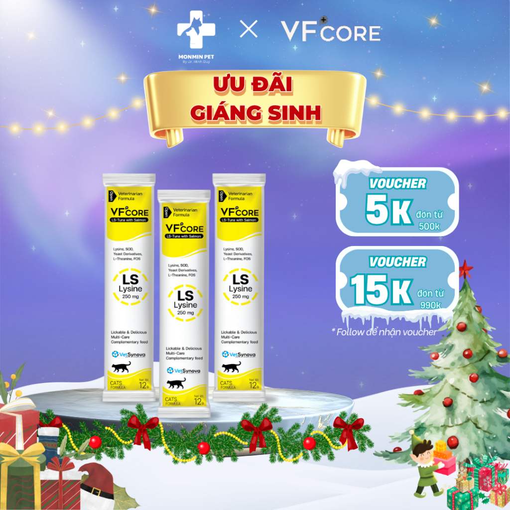 Súp thưởng VF Core Lysine giảm táo bón, chăm sóc hệ tiêu hóa cho mèo thanh 12g