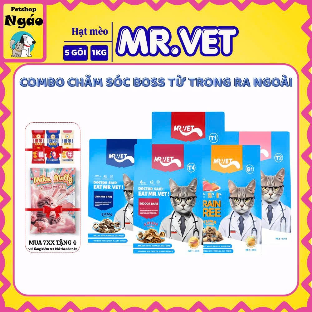  Mr.Vet   Mr Vet 5KG - 10KG Thức ăn cho mèo hạt Topping Cao Cấp T1 T2 T3 T4 G1 NGÁO PETSHOP 