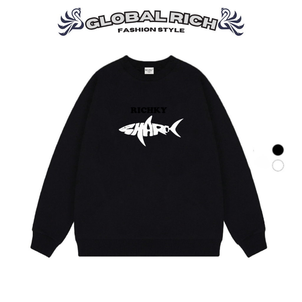 Áo Sweater Global Rich Premium Nỉ Cá Mập Trắng White Shark