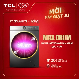  【Max Drum Giặt 12kg + Sấy 8kg TCL MaxAura DD Inverter cao cấp Lắp đặt 0Đ TO HCM HN TWD120-C682DG 