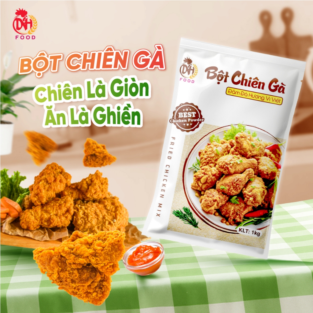Bột Chiên Gà Giòn DNH Food Túi 1KG Giữ Da Giòn 5 Tiếng Chuẩn Vị Gà Rán KFC - Bột Chiên Gà Giòn Hảo H