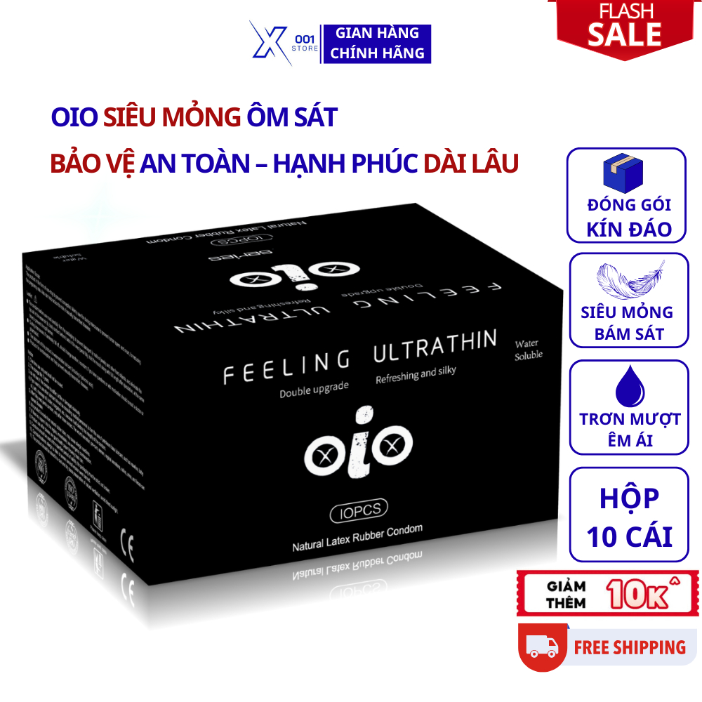 Bao cao su OiO siêu mỏng ôm sát, kéo dài thời gian, tăng cảm giác – Hộp 10 cái