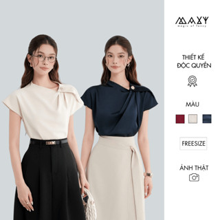    BEST SELLER   Áo kiểu nữ lụa xếp ly vai tay cánh dơi cúc mạ Button Sleeve Top Maxy Workshop 