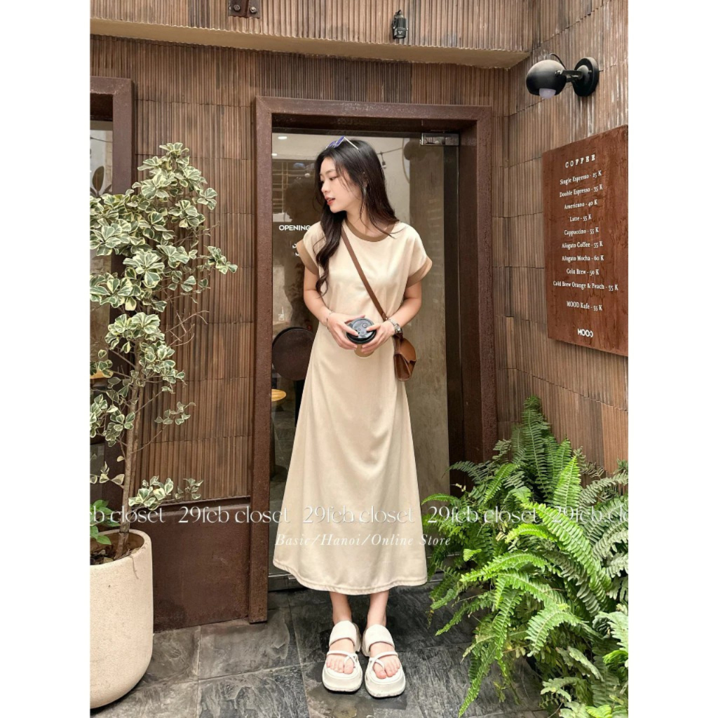 Váy tay hến chất tổ ong phối viền dáng dài xòe nhẹ - 29feb.closet - V70 | BigBuy360 - bigbuy360.vn