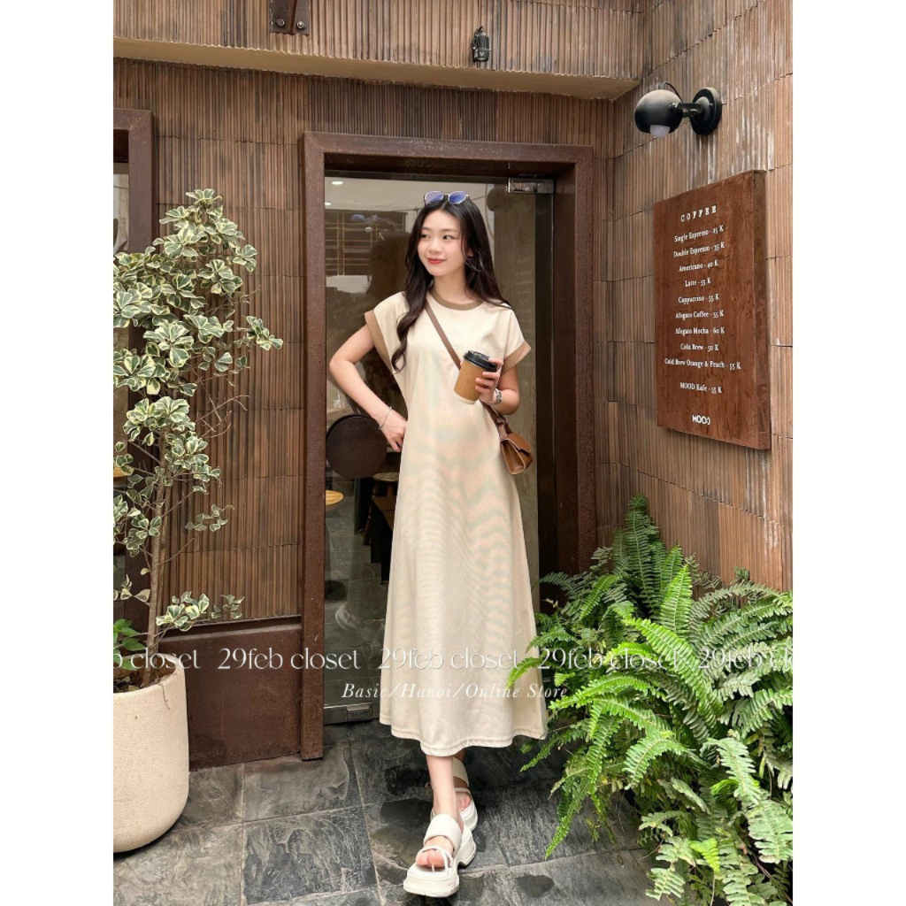 Váy tay hến chất tổ ong phối viền dáng dài xòe nhẹ - 29feb.closet - V70 | BigBuy360 - bigbuy360.vn