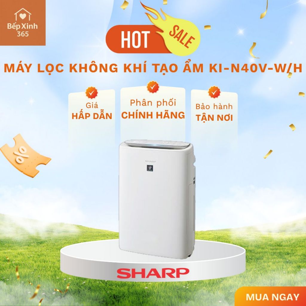 Máy lọc không khí và tạo ẩm Sharp KI-N40V-W/H – Lọc sạch không khí, cân bằng độ ẩm, tiết kiệm điện