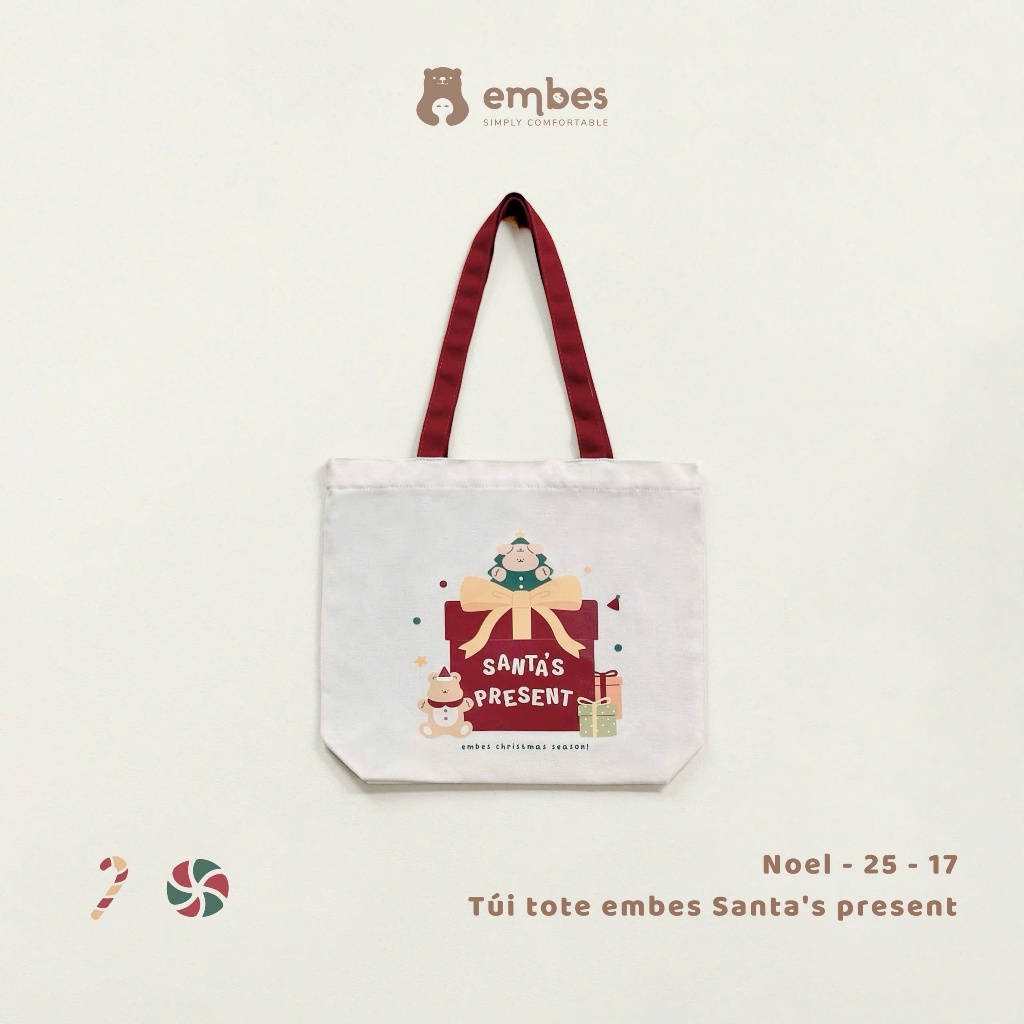 Embes Gift -Túi Tote Embes Vải Canvas In Hình Embes Dễ Thương Cho Mẹ & Bé
