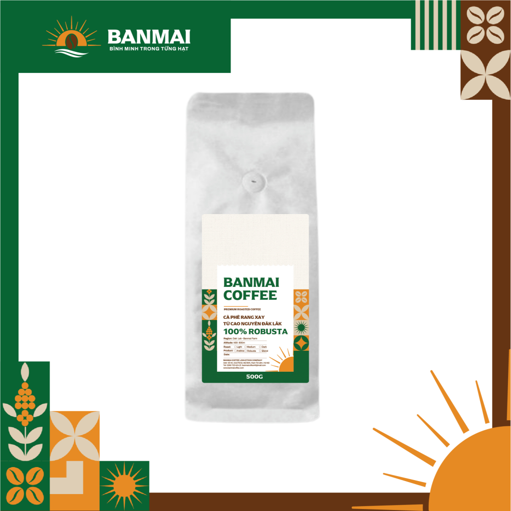 Cà phê Robusta rang xay Daklak – đậm đà – Banmai Coffee – 500G