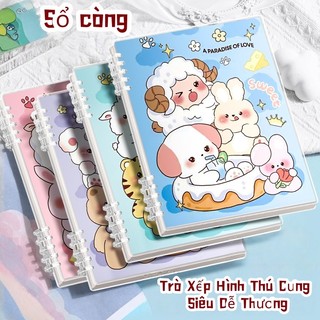 Sổ còng Xếp Hình Thú Cưng A5/B5 120 Trang - Sổ Còng Học Sinh - Giấy Kẻ Ngang