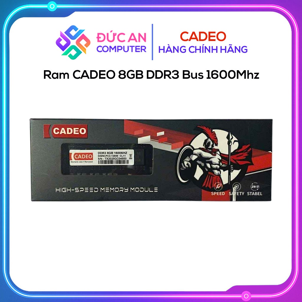 Ram CADEO 8GB DDR3 Bus 1600Mhz