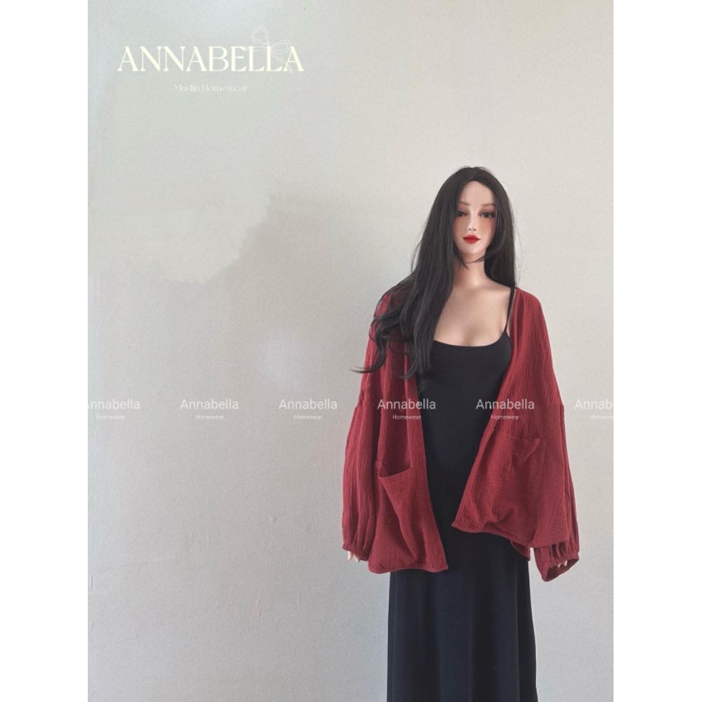 Áo khoác Cardigan xô muslin nữ form rộng bay bổng – chất mềm nhẹ thoáng mát Annabella màu kem & màu 