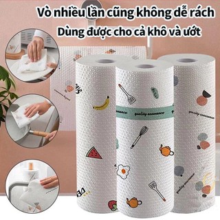 【Một cuộn 200 tờ】Khăn Giấy Vải Lau Đa Năng  Lau Bếp, Lau Chén Bát  Có Thể Tái Sử Dụng  Siêu Thấm Hút