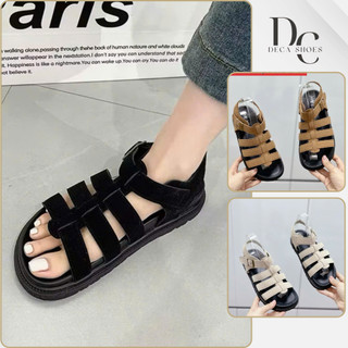 Sandal nữ đế cao 3cm chất da lộn 4quai phong cách trẻ trung năng động_Deca shoes