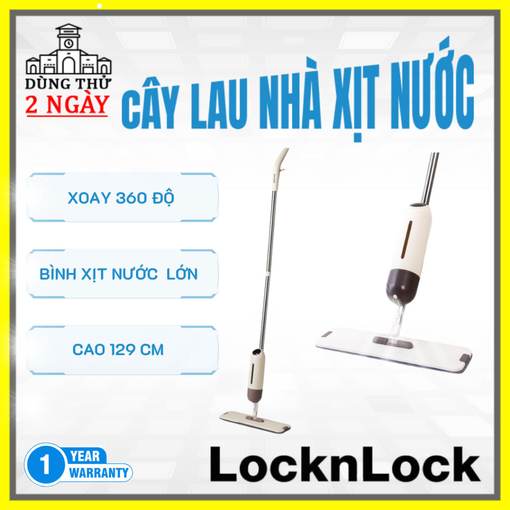 Cây lau nhà thông minh LocknLock ETM472, xoay 360 độ kèm bình phun nước lớn