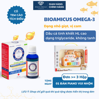   Quà Đặc Biệt  BioAmicus OMEGA 3 Bổ Sung DHA Giúp Bé Thông Minh Sáng Mắt Vị Thơm Ngon Không Tanh 30ml 