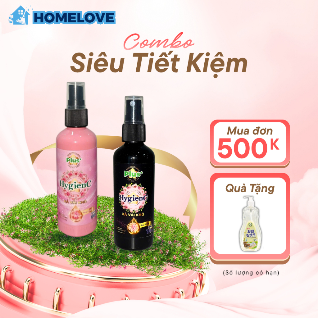 Chai Xịt Xả Vải Khô HygienC Plus 100ml Hương Hoa Hồng Mẫu Đơn Lưu Hương 24H