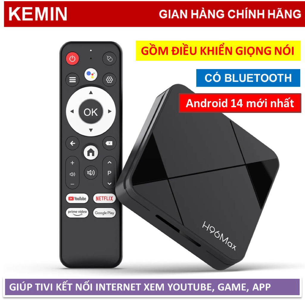 Tivi Box ĐIỀU KHIỂN GIỌNG NÓI Bluetooth xịn Android 14 mới nhất tvbox biến TV thường thành smartTV truy cập internet