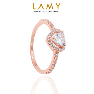 Nhẫn bạc nữ LAMY White Heart Stone Ring 8042 - Bạc cao cấp S925 ALE