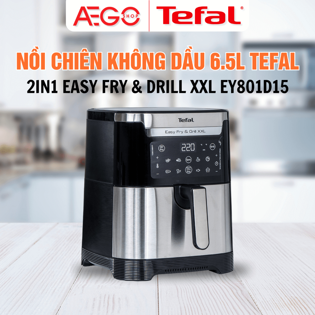 Tefal Nồi Chiên Không Dầu 2in1 Easy Fry & Grill 6.5L XXL EY801D15