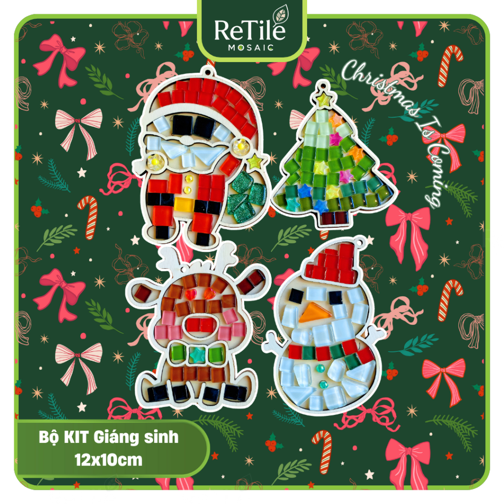 Bộ KIT DIY tranh gỗ ghép đá khảm mosaic giáng sinh 2025 - Bộ KIT mosaic giáng sinh, bộ KIT Mosaic