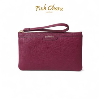  Ví Cầm Tay Nữ Clutch PINK OHARA Đựng Điện Thoại Da Bò Thật 