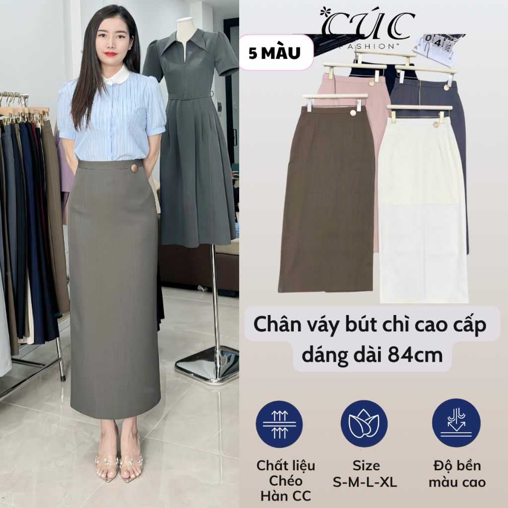 Chân váy bút chì Cúc fashion body cạp cao cấp dáng dài thời trang nữ công sở đẹp đầm chữ A cúc CV79