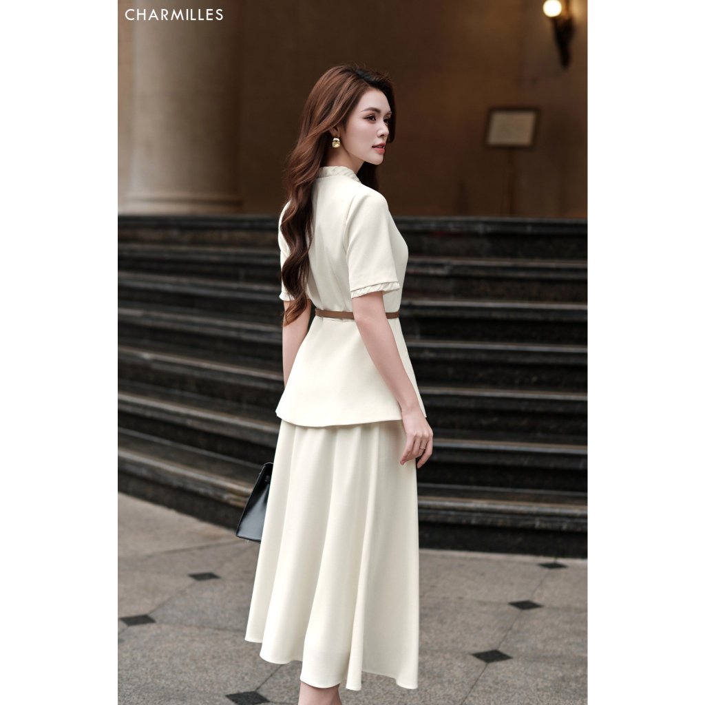 Set CHARMILLES Áo cổ,tay bèo(Đ B CV11.2)  Váy xòe(B a174) 25MA174VN - 25MC011.2VN