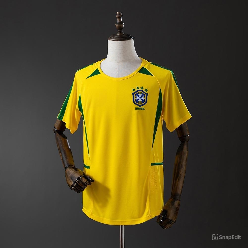Áo Bóng Đá Retro Tuyển Brazil 2002 - Sân Nhà bản cao cấp vải Cotton Polyester