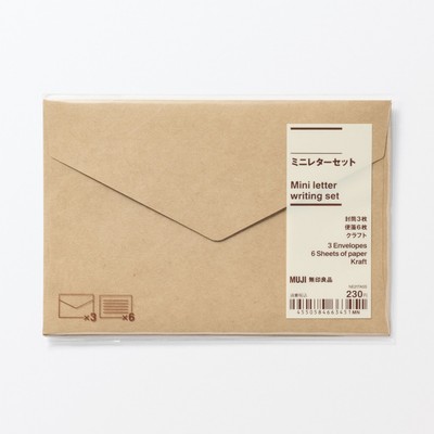 MUJI Bộ 3 Phong Bì Nhỏ Kèm Giấy Viết Thư