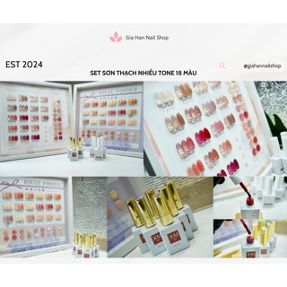  Set sơn thạch 18 màu tone hồng tone đỏ  Tặng kèm bảng màu  - GIA HAN Nail 