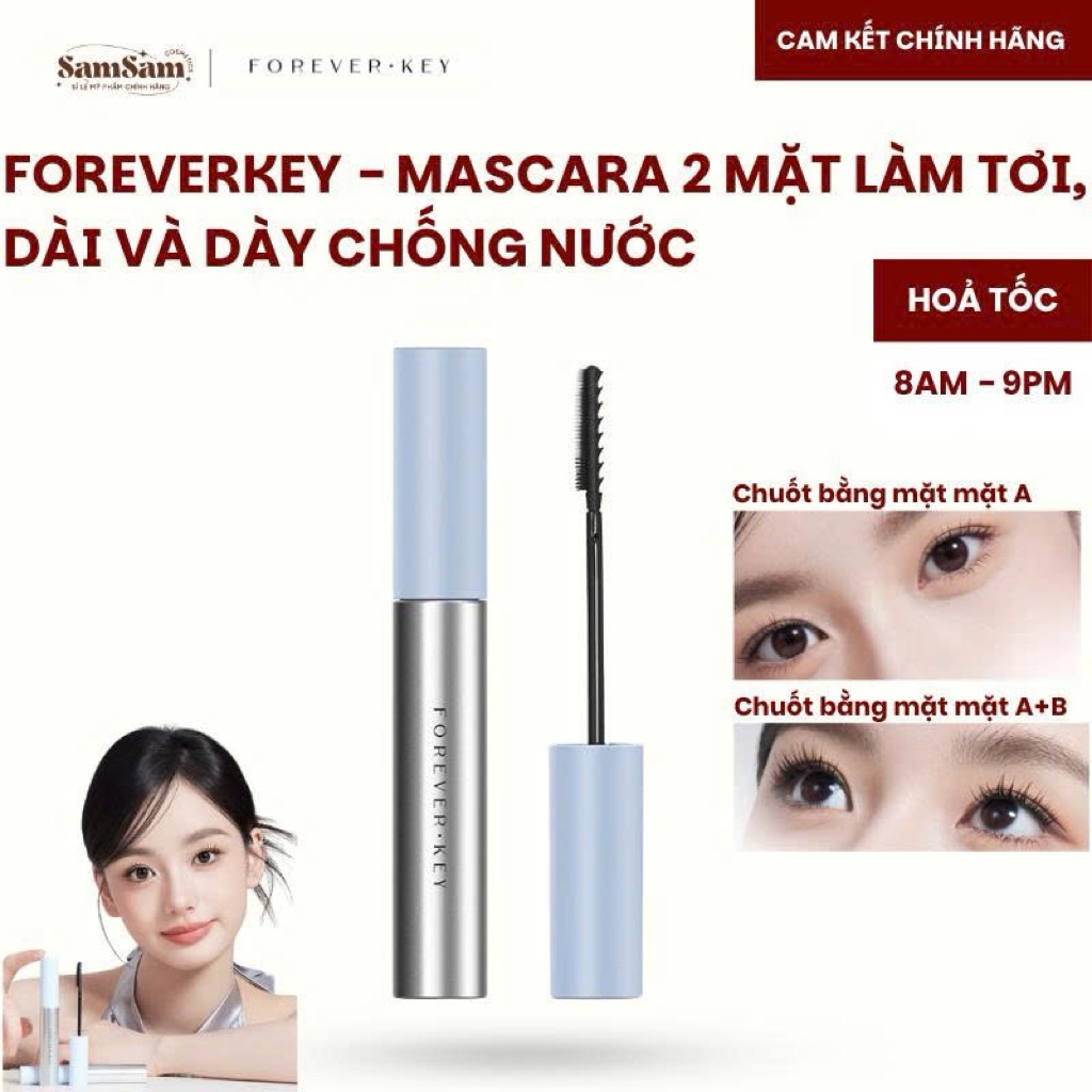 (HOẢ TỐC 8AM - 21PM)ForeverKey Mascara Magic East Hai Mặt Làm Tơi Mi, Dài Và Làm Cong Mi Lâu Dài, Ch