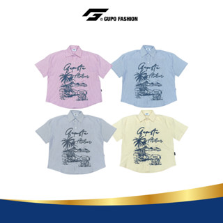  Áo Sơ Mi Boxy Venice Beach Unisex Oxford Kẻ Sọc Tay Ngắn GUPO  - TS43 