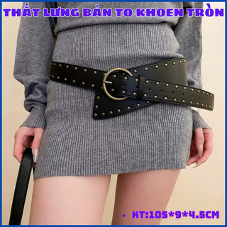  Đai nịt bản to Y2K khóa tròn phong cách hiphop dây thắt lưng phụ kiện mix đồ tiện lợi OLL394 