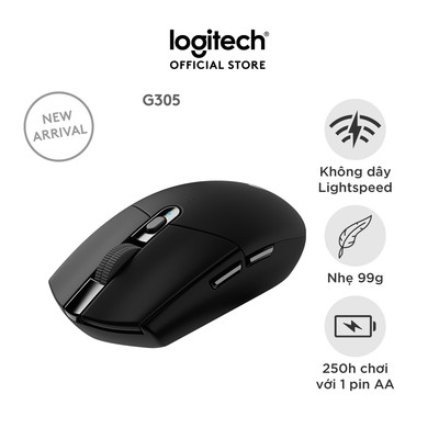 [Livestream] Chuột gaming không dây Logitech G G305 LIGHTSPEED - Hero 12K DPI, Nhẹ 99g, 6 nút lập trình, Pin 250h