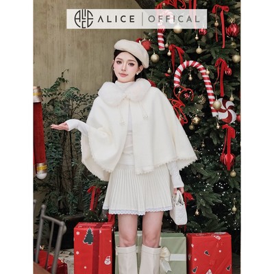 Áo Choàng Mùa Đông Alice Chất Len Lông Cao Cấp, Cổ Phối Lông, Đuôi Áo Viền Ren Nữ Tính T352