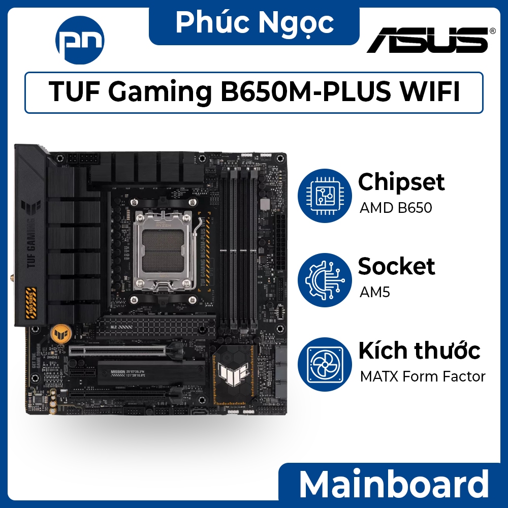 Mainboard Asus TUF Gaming B650M-PLUS WIFI D5, Bo mạch chủ chính hãng - Phúc Ngọc Computer