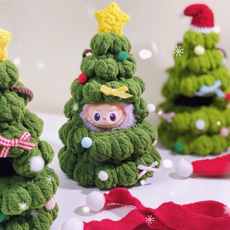 Bộ trang phục cây thông Noel  dành cho thú bông 10cm và Labubu v4 chủ đề giáng sinh