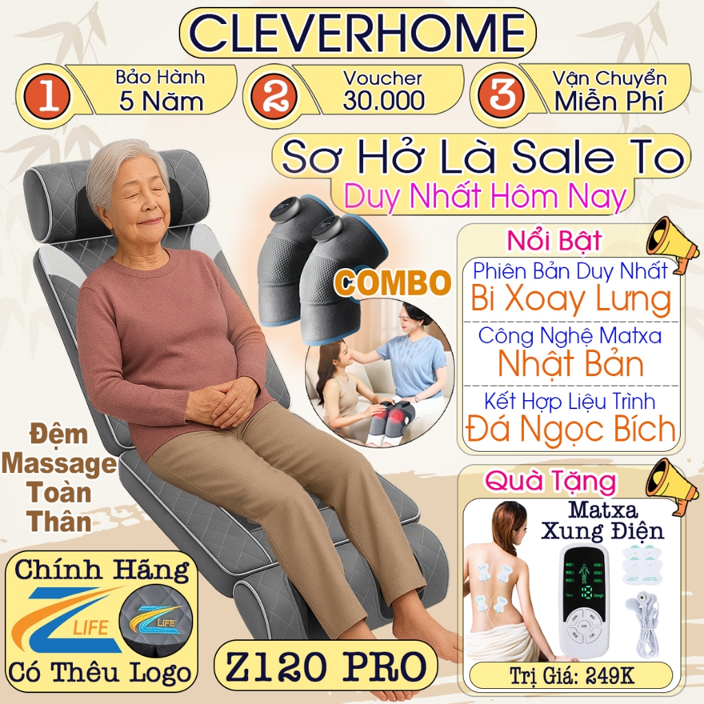 Đệm Massage Toàn Thân Công Nghệ Nhật Bản, Nệm Ghế Mát Xa Toàn Thân ZLIFE Z120 Sức Khỏe Cho Ông Bà