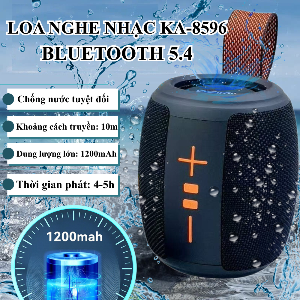 Loa Bluetooth KA-8596 Chống Nước Không Dây - Công Suất 50W - Bass Căng - Nghe Liên Tục 5-6h