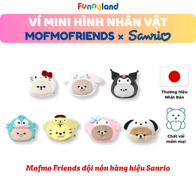 Ví Mini hình nhân vật - Thú Bông Mofmofriends đội nón hàng hiệu Sanrio - Túi Vải Đựng Đồ Cá Nhân, Nhỏ Gọn