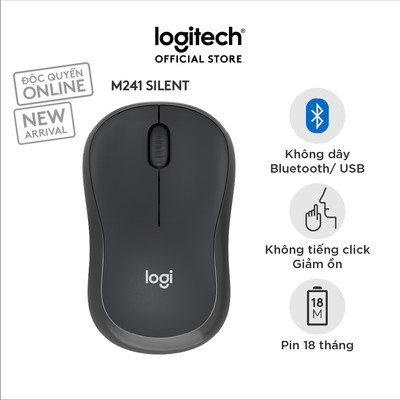 [Livestream] Chuột Bluetooth Logitech M241 Silent - Không dây, Nhỏ gọn, Tương thích Windows, macOS