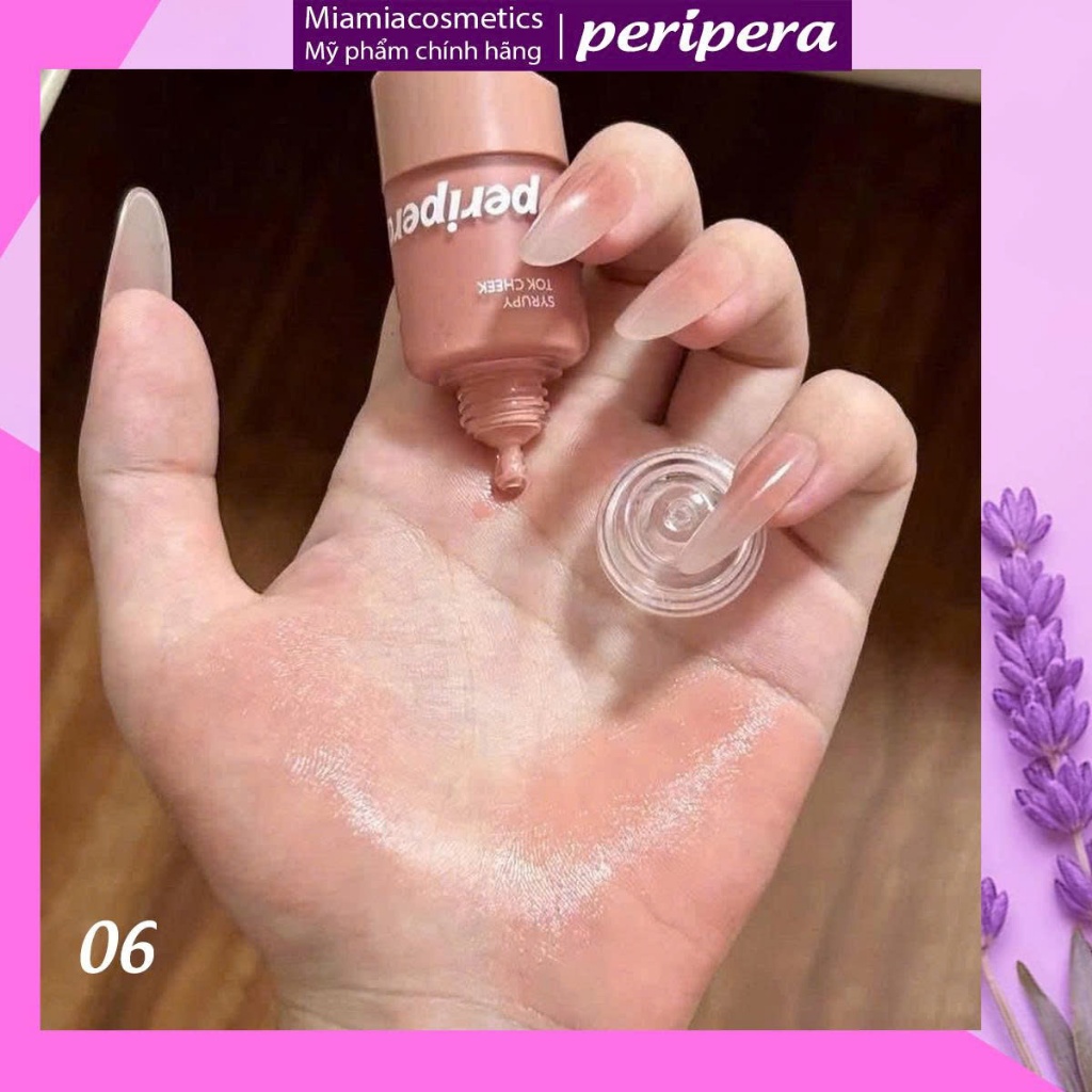Má Hồng Kem Bóng Peripera Syrupy Tok Cheek Căng Bóng Mượt Mà Màu 06 Nutty Milktea