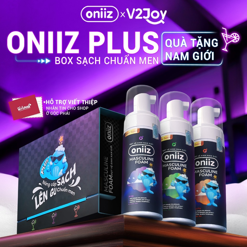 Box Sạch Chuẩn Men - Bọt vệ sinh nam giới Oniiz Plus Dung dịch Masculine Foam sạch sâu, dưỡng ẩm 145