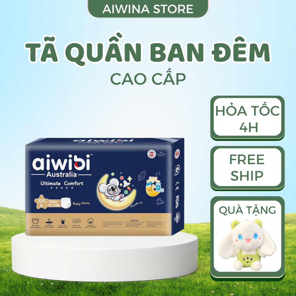 Tã/Bỉm Quần AIWIBI Ban Đêm Ultimate Comfort | Thấm Hút 14H, Chống Tràn