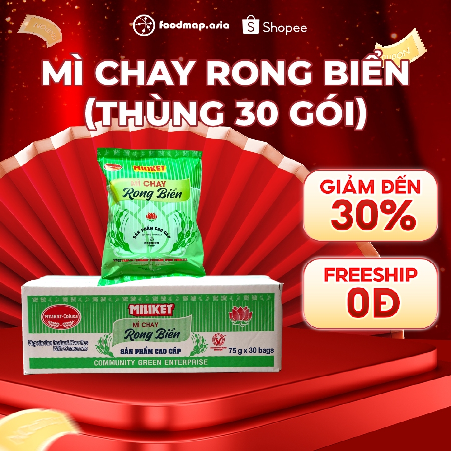 [DEAL HOT] Mì Chay Rong Biển Miliket Ngon Dễ Ăn - Thùng 30 gói - FoodMap
