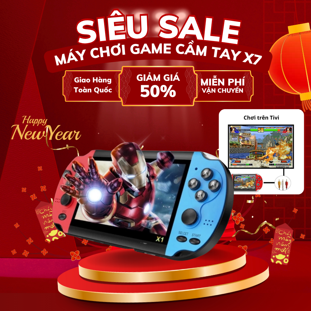 Máy Chơi Game Cầm Tay X7 Gồm 900 Trò, Màn Hình 4.3 Inch , Nghe Nhạc, Xem Phim, Đọc Sách