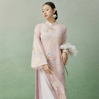  Áo Dài Phấn Hoa Linh - EDINI - A1702PK - Hồng 