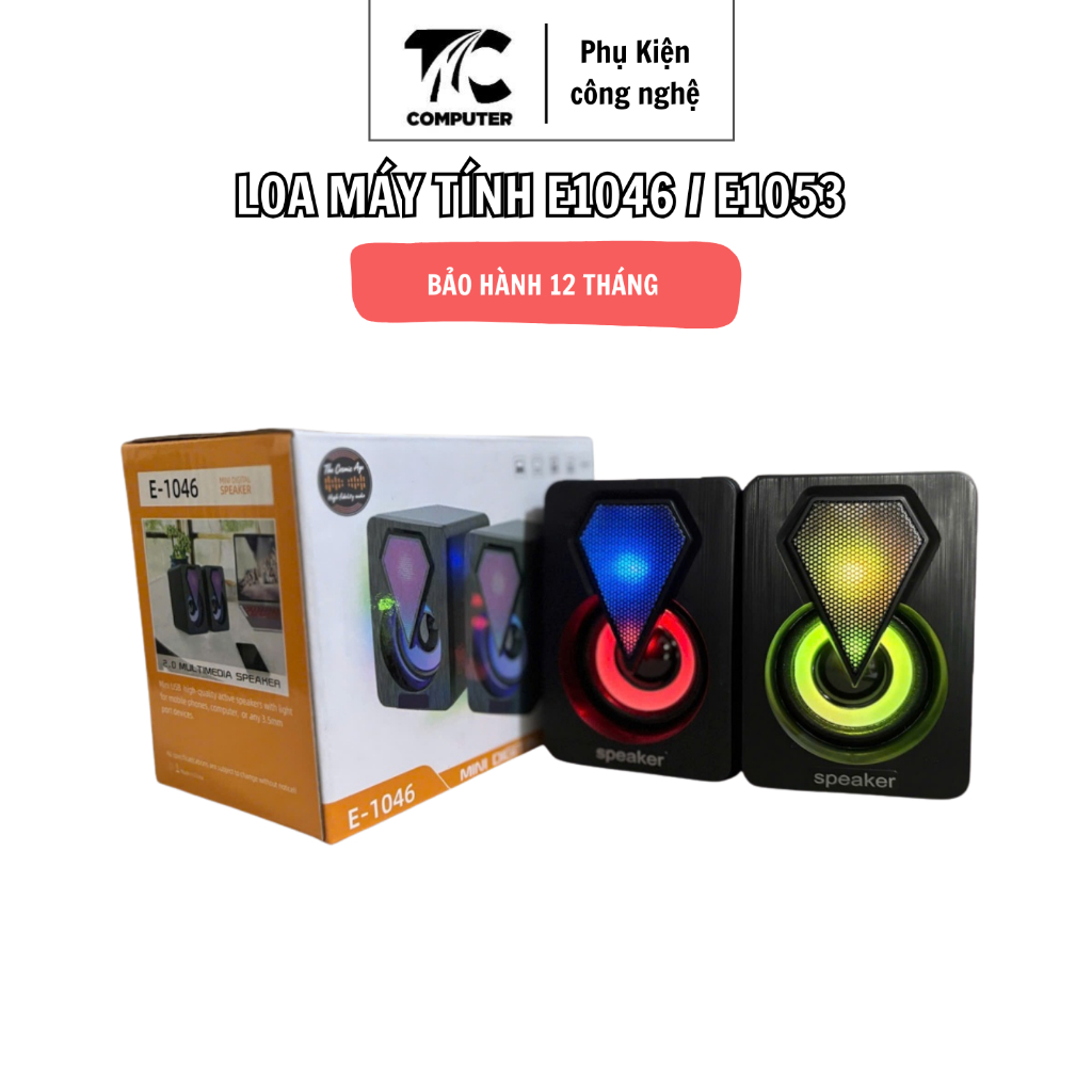 Loa PC Ngon-Bổ-Rẻ E1046 / E1053 dây loa 1 ra 2 jack 3.5mm . Mới 100% . Full hộp